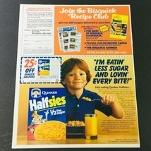 VTG Retro 1983 Quaker Halfsies Sugar-Coated Cereal &amp; Bisquick Club Ad Coupon - £15.15 GBP