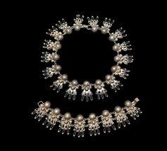 Vintage Sterling Silver Choker Necklace Bracelet Set Fringe Ball Link De... - $688.99
