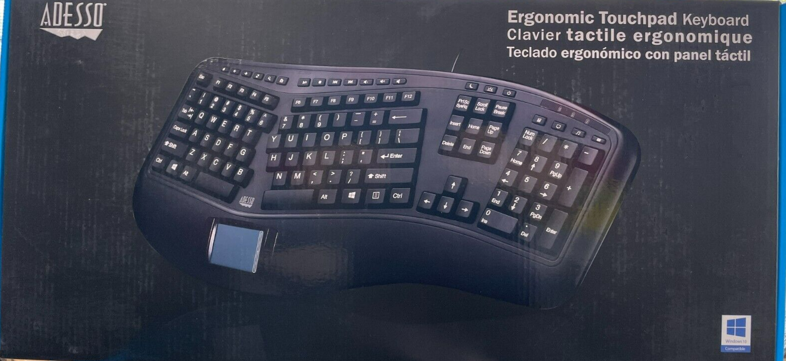 Adesso - AKB-450UB - Tru-Form Ergonomic Touchpad Keyboard - Black - $109.95