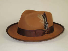 Men BENTLY Hat Australian Wool Fedora Brooks Collection BR722 Camel Brown image 3