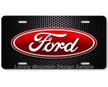Ford Red Logo Inspired Art on Mesh FLAT Aluminum Novelty Auto License Ta... - £12.64 GBP