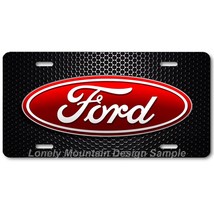 Ford Red Logo Inspired Art on Mesh FLAT Aluminum Novelty Auto License Ta... - $16.19