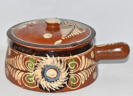 Vintage Mexican Tlaquepaque Pottery Large Redware Lidded Bean Pot Stamped Mexico - £119.13 GBP