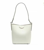 DKNY Women White Sullivan Leather Bucket Handbag Medium Size Snap Closure NEW - £106.28 GBP