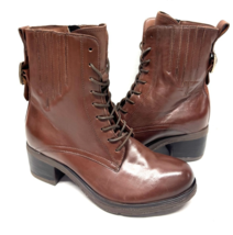 MIZ MOOZ SOFT LEATHER   BOOTS SIDE  ZIP LACE UP  CHESTNUT  37EU / 7US # ... - $59.95