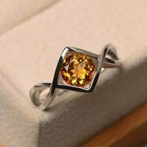 1.25ct Citrine Round Cut 14K White Gold Over Special Engagement Wedding Ring - £64.42 GBP