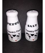 Country Fresh COW Milk Bottle Salt And Pepper Shaker Set Collection Coll... - $9.49