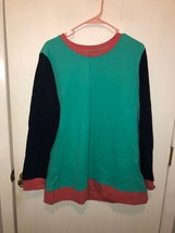 Lands End Serious Sweats Colorblock Sweatshirt Womens SZ Large Long Sleeve - $13.85