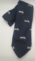 Vintage Cravat Club NYSE Bull &amp; Bear Pure Silk Navy Neck Tie Made in Italy - $24.55