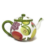 Pacific Rim Ceramic Teapot Fruit Melon Pineapple Mango Grapes Handpainte... - $27.71