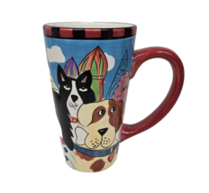 Dogzilla Dogs Tall Mug World Landmarks Candace Reiter 2001 Vintage 6.5&quot; - £11.91 GBP