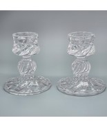 ♻️ Lovely Vintage Pair of Glass Twist Candlesticks for Tapers or Pillars - $49.49