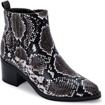 Aqua College Womens 7.5 M Black White Snake Leather Zip Up Ankle Booties... - $582.13 MXN