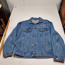 Port Authority Denim Jacket Small Trucker Jacket Jean Jacket W Hockey Patch - £23.15 GBP