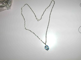 Avon Sterling Silver Pendant Blue CZ  Necklace - $24.97