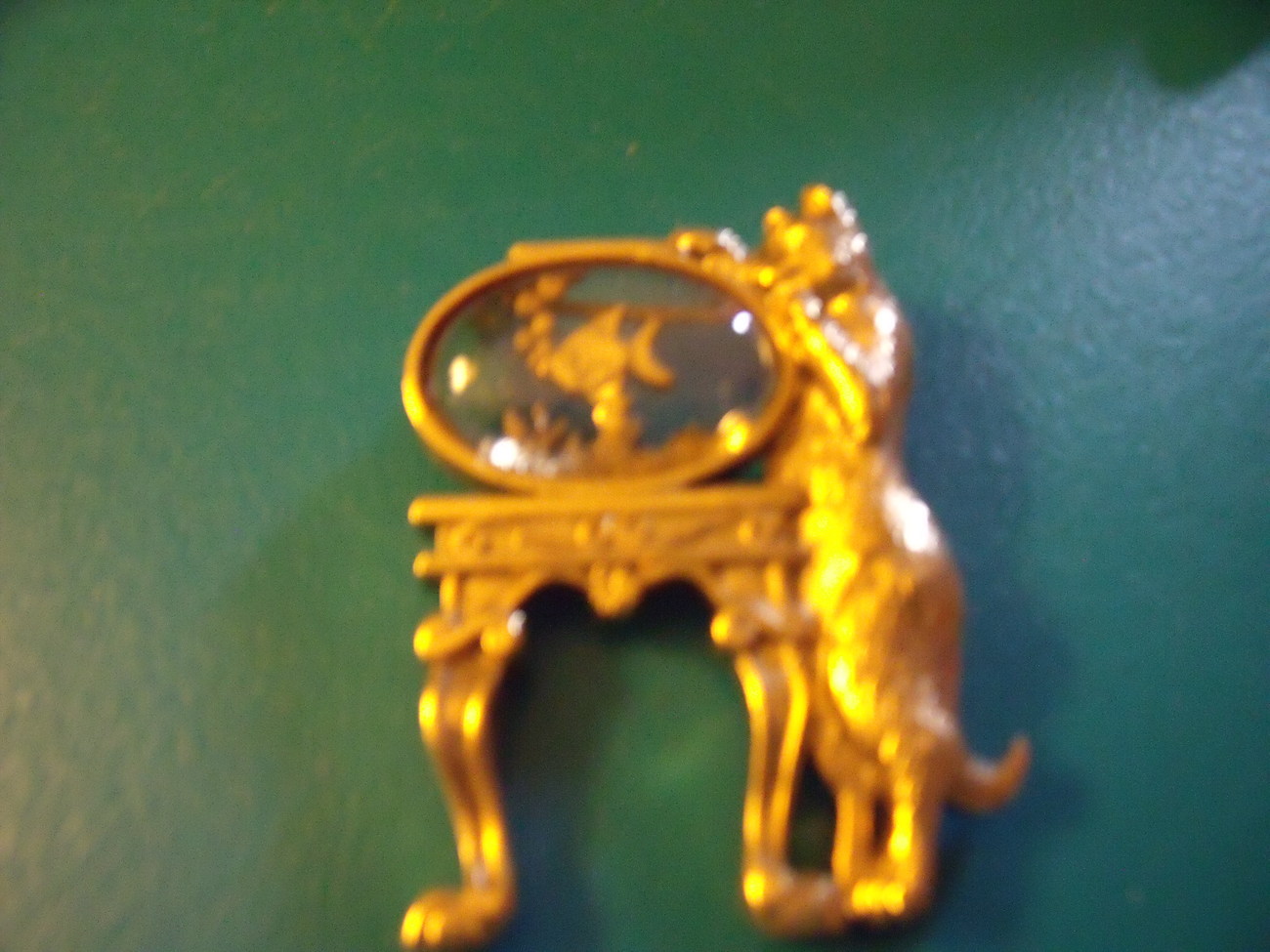 Cat Pin with Fish in Jelly Belly Bowl by 1928 - Gold Tone and Vintage - $40.00