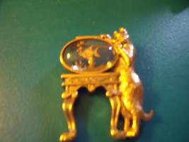Cat Pin with Fish in Jelly Belly Bowl by 1928 - Gold Tone and Vintage - $40.00