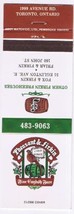 Matchbook Cover Pheasant &amp; Firkin Toronto Ontario - $0.98