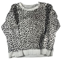 J. Crew Womens Leopard Print Sweatshirt Sz XL Classic Cropped Vintage Fleece - £8.83 GBP