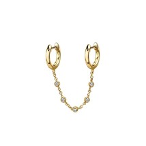 1pcs Ear Piercing Gold Moon Heart Long Chain Stud Earrings For Women Fashion CZ  - £7.58 GBP