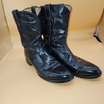 Justin Black Leather Mens 10.5D Roper Cowboy Boots 3133 Classic Jackson Kipskin - £38.72 GBP