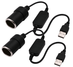 1ft USB A Male to 12V Cigarette Lighter Socket Adapter Power Cable for Dash Cam, - £9.44 GBP