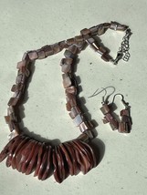 Demi Chunky Brown Dyed Mother of Pearl Nugget Beads &amp; Half Circle Fringe... - £14.54 GBP