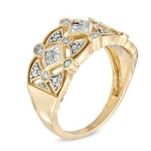 Womens Diamond Ring Unique 1/2 CT. Princess Cut Vintage Style Size 7 10K Gold - £1,724.19 GBP