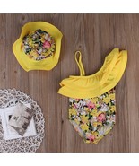 NEW Boutique Girls Yellow Floral Swimsuit &amp; Sun Hat Size 6 - $246.89 MXN
