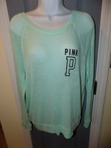 VICTORIA&#39;S SECRET PINK Light Weight Mint Green Knit Logo Sweater Size M ... - £22.93 GBP