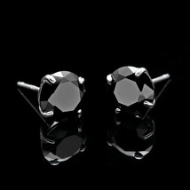 4Ct Brillant Simulé Noir Diamant Solitaire Boucles 14k Plaqué or Blanc - £55.02 GBP