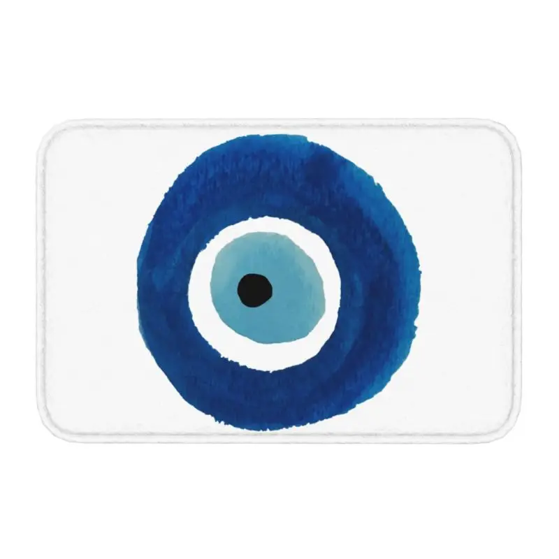 Watercolor Evil Eye Nazar Painting Front Door Mat Outdoor Hamsa Lucky Charm Door - $15.99