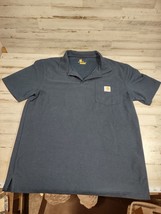 Carhartt Original Fit Polo Short Sleeve Tee Shirt Men&#39;s Medium Navy Blue Pocket - £9.81 GBP