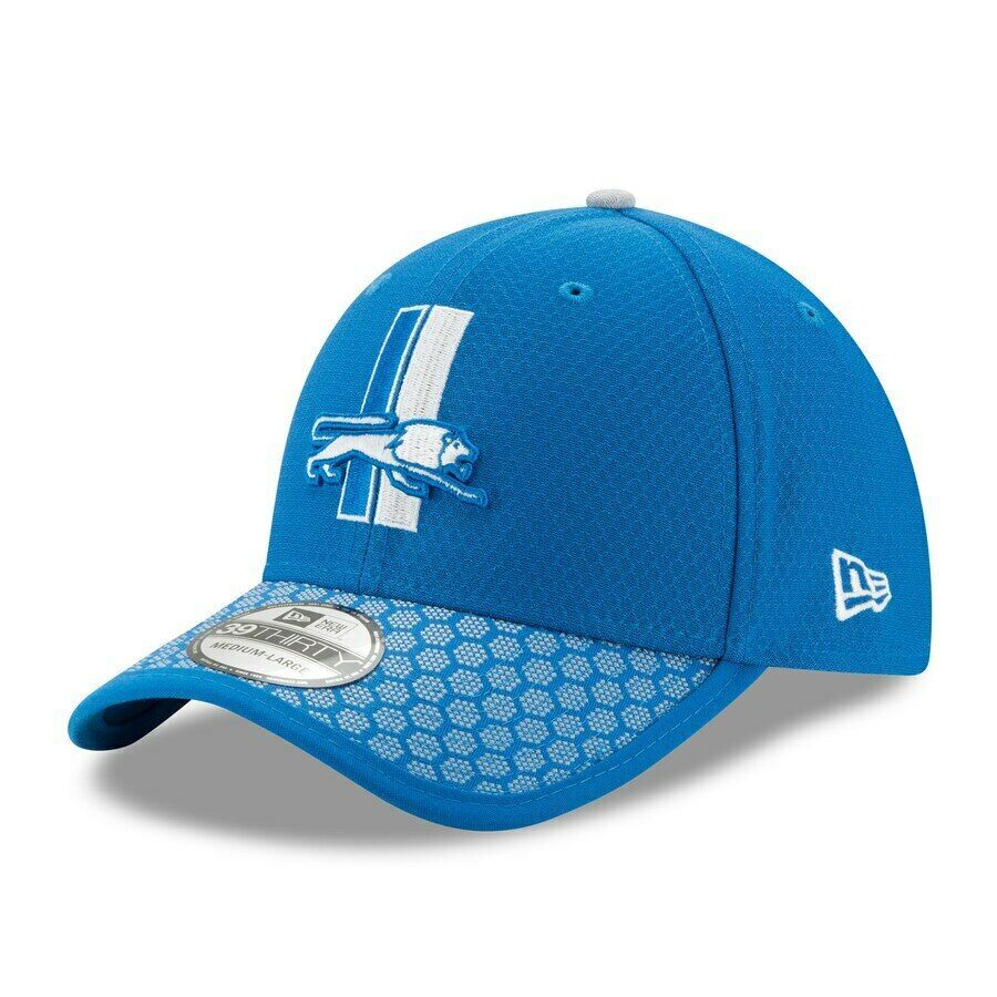 Detroit Lions New Era Rare Sideline Historic 39THIRTY Flex Hat - Blue medium/lar - £23.67 GBP