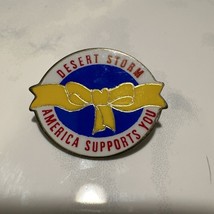 Desert Storm Lapel Pin America Supports You Yellow Ribbon - £4.41 GBP