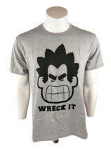 Disney Mens Medium Ralph Breaks the Internet Wreck It! Gray T-Shirt - $10.09