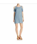 Elan Women’s Mini Dress Size Large Tencel Frayed Trim Cold Shoulder - £15.73 GBP