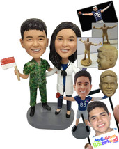 Personalized Bobblehead Couple Of A Military Arm Forces And A Dentist. Both Pass - £124.69 GBP