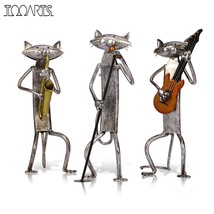  Metal Figurine A Playing Guitar/Saxophone/Singing Cat Figurine ! - £56.22 GBP