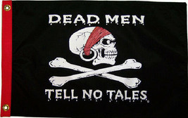 Pirate Heads 12&quot; X 18&quot; Quality Nylon Pirate Boaters Flag Dead Men Tell No Tales - £11.83 GBP