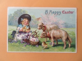 Easter Postcard Antique 1900&#39;s (Germany) Girl Child with Basket of Eggs,... - £11.98 GBP