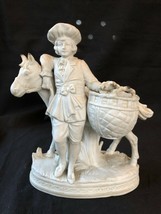 Antique Bisque / Porcelaine Figurine Homme Avec Cheval - £77.89 GBP