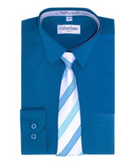 Boys Formal Long Sleeve Kids Teal Button Up Dress Shirt Set With Tie - 20 - $322.52 MXN