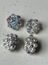 Vintage Lot of Clear Aurora Borealis Glass Cluster &amp; Faux White Pearl Be... - £11.85 GBP