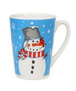 Snowman Happy Holidays Coffee Mug Blue White Ceramic Cup Winter Christma... - €6,91 EUR