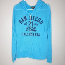 Womens Sweatshirt Jacket Womens XL Blue Full Zip Hooded Passion - 1 - $13.96