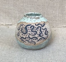 Boho Eclectic Earthy Art Pottery Mini 3 Inch Vase Signed w Artist Initia... - $11.88