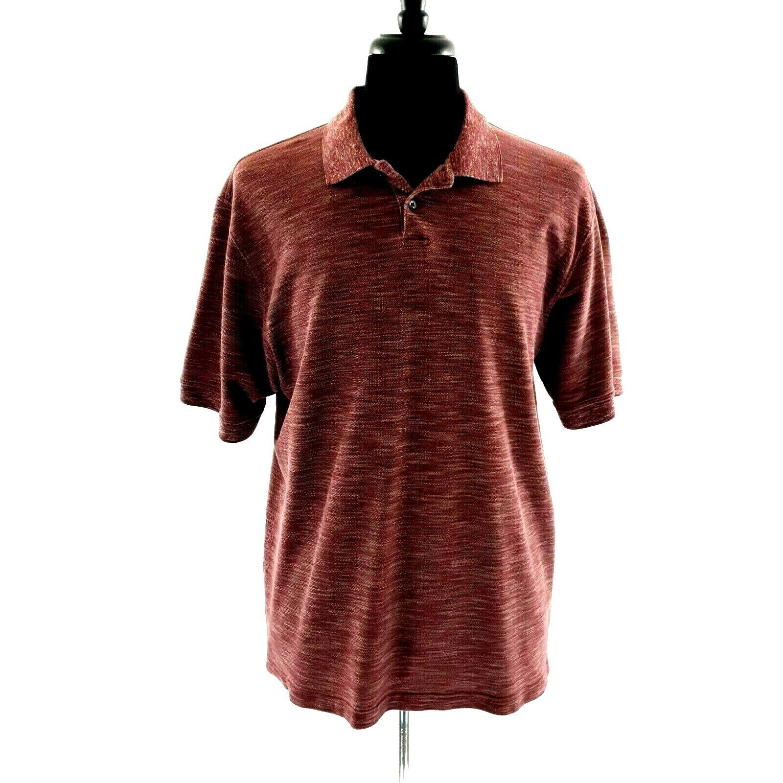 Primary image for Van Heusen Mens XL Short Sleeve Shirt Polo Athletic Golf Maroon Brown Heather