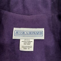Jessica Howard Women's Purple Embossed Blazer Jacket Open Back Collared Size 14 image 4
