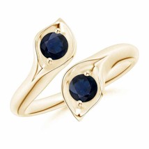 ANGARA Calla Lily Two Stone Sapphire Ring for Women, Girls in 14K Solid Gold - £443.33 GBP